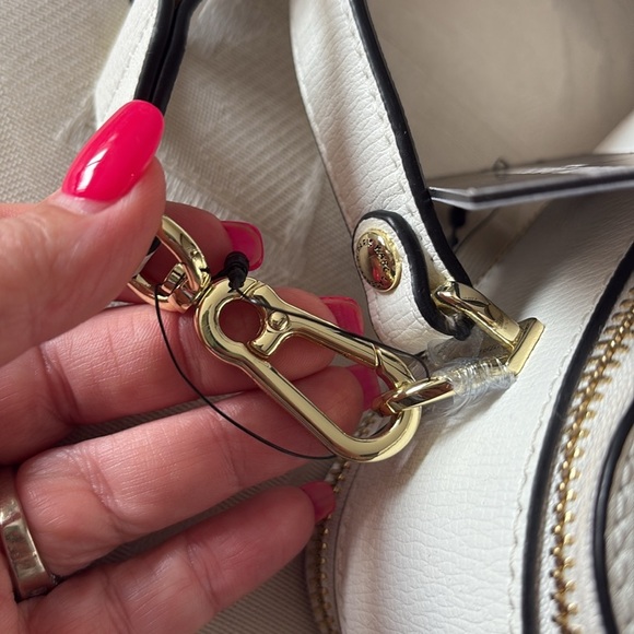 NWT Karl Lagerfeld Simone Lunchbox Double zip Crossbody Bag pebble white leather - Picture 14 of 17